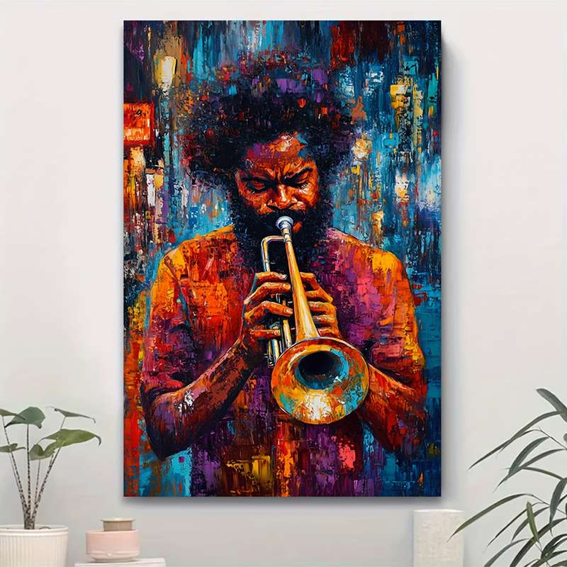 1pc  40x60cm Jazz Musician Canvas Art Print Classic Style Unframed Wall Decor for Living Room