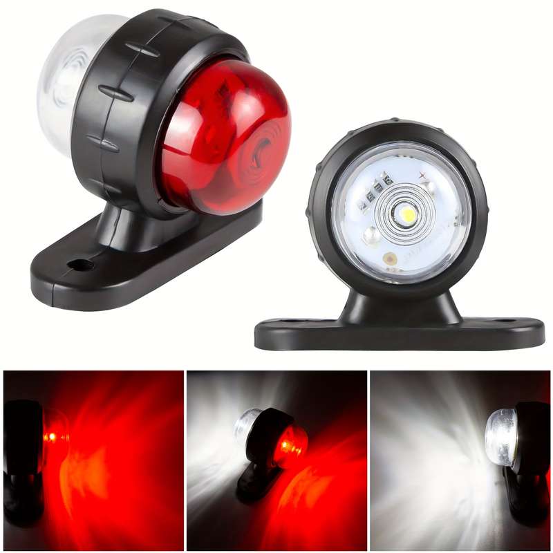 2pcs Red White 12-24V Universal Side Marker Lights Double Side Lighting Indicator Lam