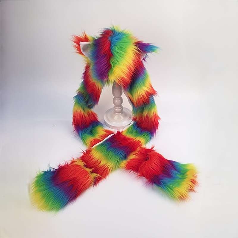 Winter Hat Color Striped Colorful Powder