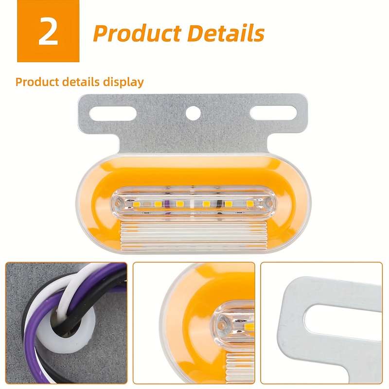 2pcs Truck Side Lights Oval Bracket Easy to Install 24V Car High Brightness Neon
