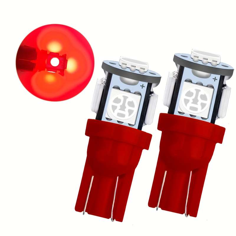2pcs Red LED Car Turn Signal Bulbs High Brightness Decoding T10 W5W LED A Grade 5050