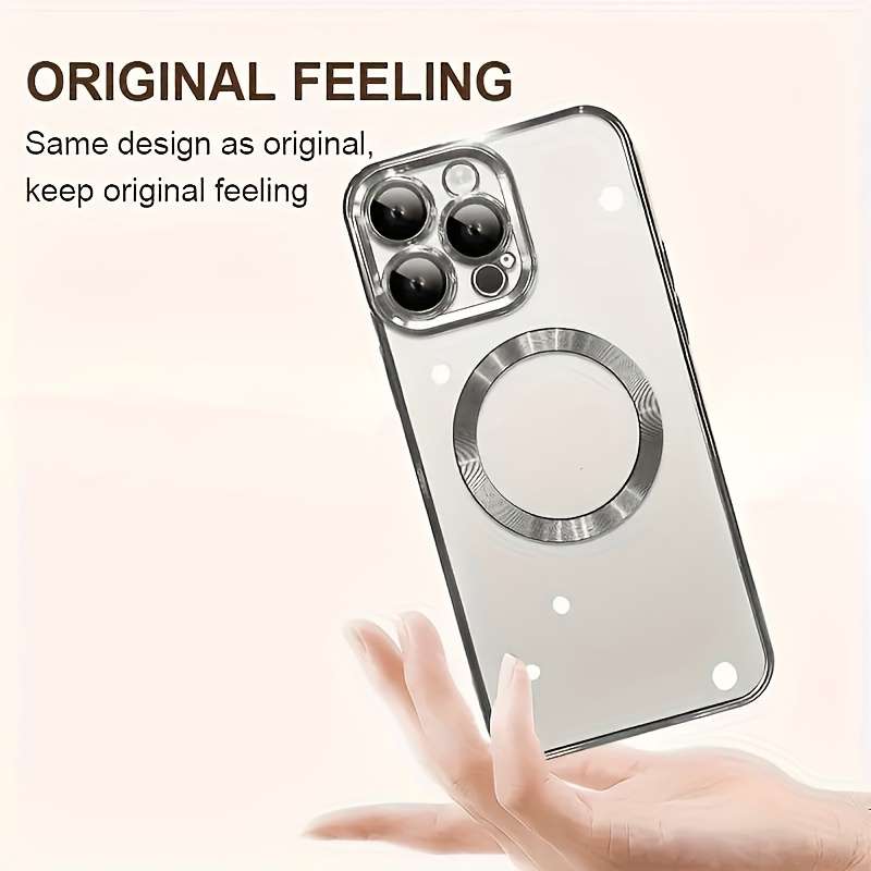 1pc Golden For iPhone 16 Plus Sleek And Luxurious Transparent Phone Case