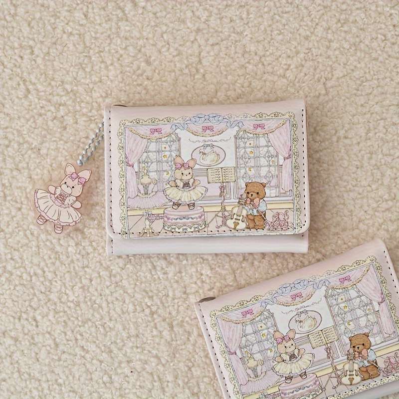 1pc Cute Cartoon Design 3-Fold Wallet With Anti-Magnetic Features Multiple Card Slots Zipper Clos