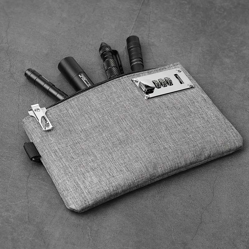 1pc Vintage Style Polyester Multifunctional Card Holder with Lock Men'S Pocket Coin Purse Cas