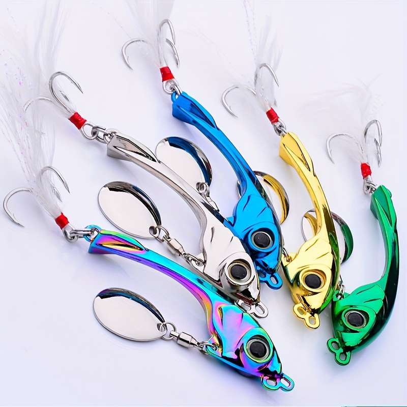 1pc 15g Zinc-coated Golden Fishing Lure With Rotating Shiny Blades And Long-distance VIB Micro-vibr