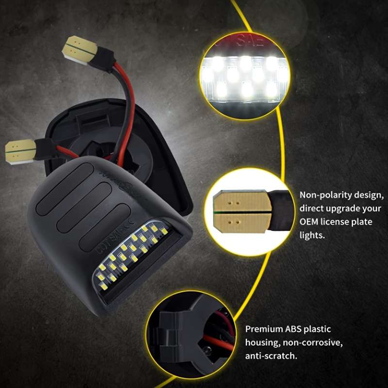 2pcs Red OLED Pure White LED License Plate Light Tag Lamp Assembly Replacement For Es