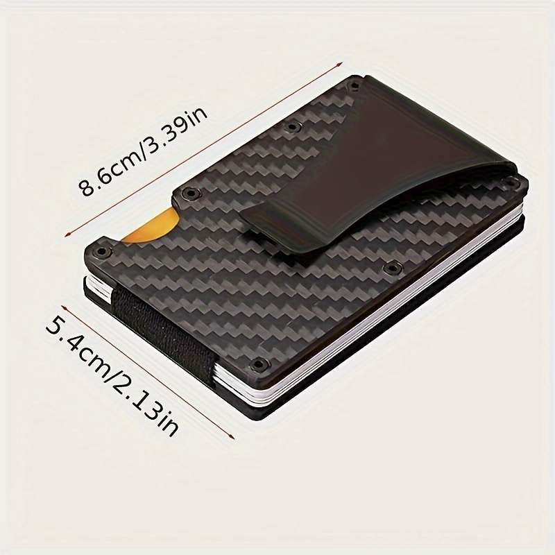 1pc RFID Blocking Slim Metal Wallet for Men Women Casual Style Carbon Fiber Card Holder with Sna