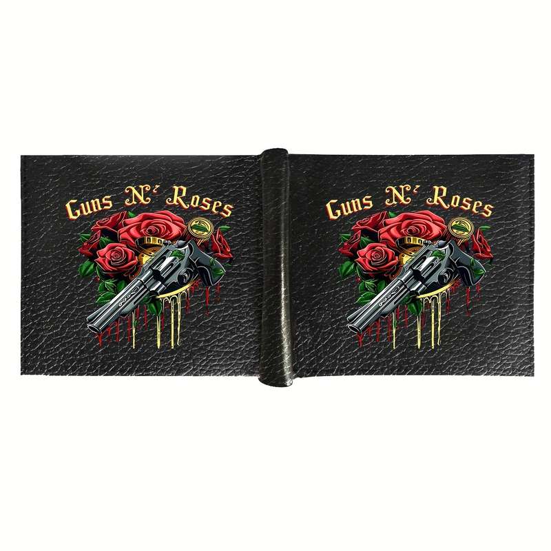 1pc Men's Casual Faux Leather Wallet with Crocodile Pattern Guns Roses Design Faux Leather Bifo