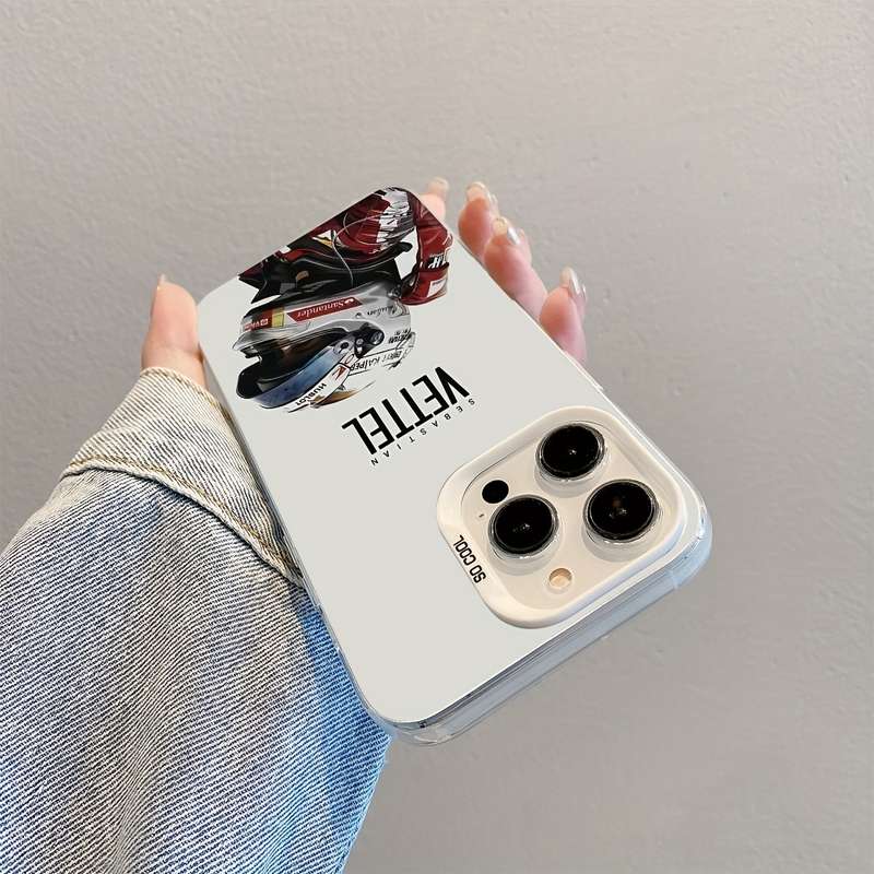 1Pc Mixed Color For iPhone 16 Pro Racing Driver Helmet Phone Case