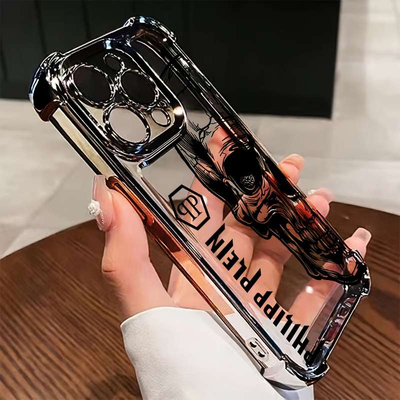 1Pc Mixed Color  For iPhone 14 Pro Max Black Skull Head Phone Case