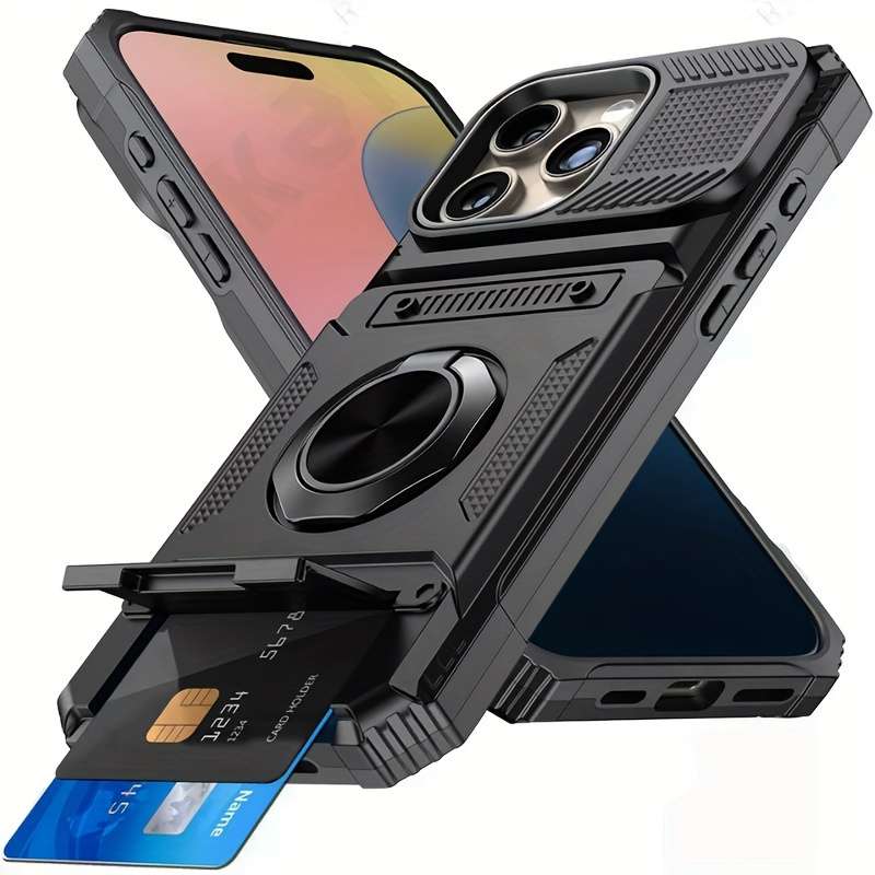 1Pc Black For iPhone 14 Pro Max Heavy Duty Shockproof Phone Case