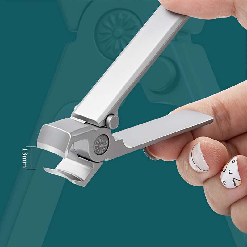1pc Classic Style Stainless Steel Nail Clippers Wide Jaw Concave Blade Edge Unscented Ideal