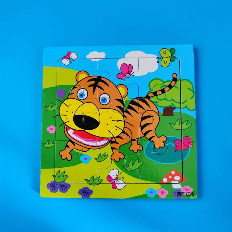 1pc Fun animal puzzle tiger wooden puzzle Great Gifts