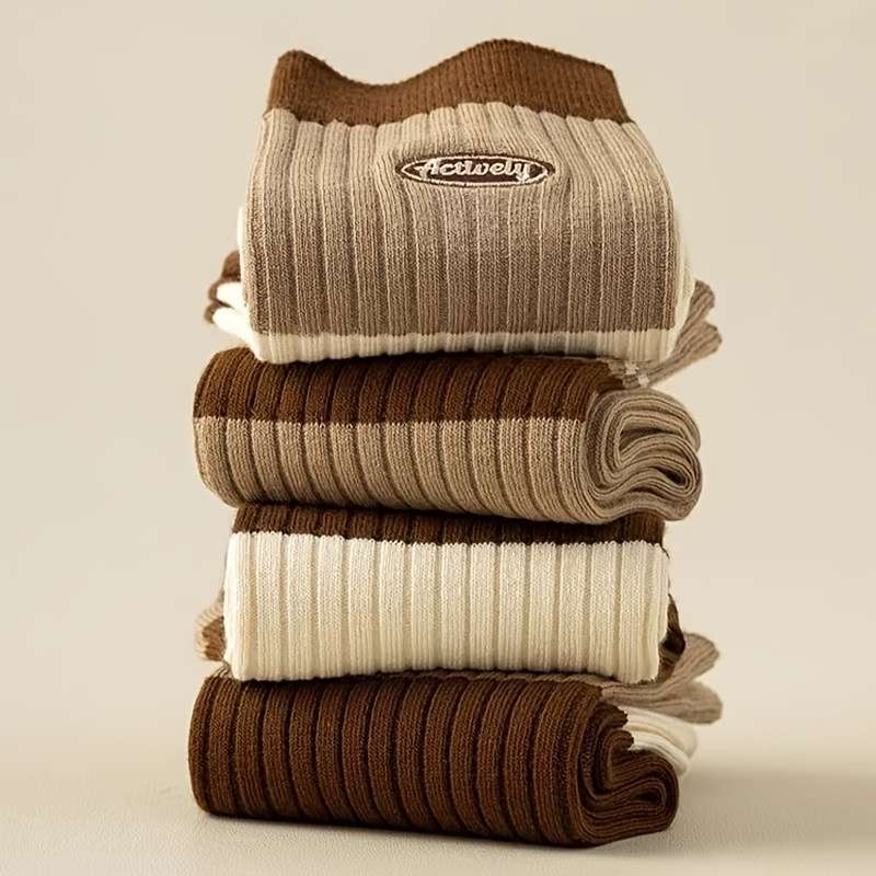 5 Pairs Of Mixed Colors One Size High Elastic Socks