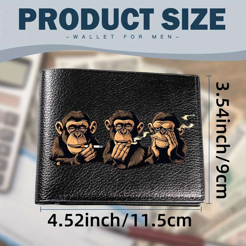 1pc Men's Casual Black Faux Leather Wallet with Crocodile Pattern Multifunctional Short Bifold