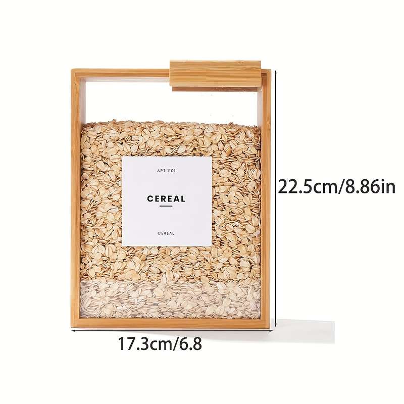 1pc High-Quality 3L Bamboo Wood Food Storage Box with Sliding Lid Ideal for Pasta Grains M