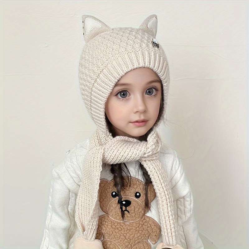 Winter Hat Color Cat Scarf Hat   Blue