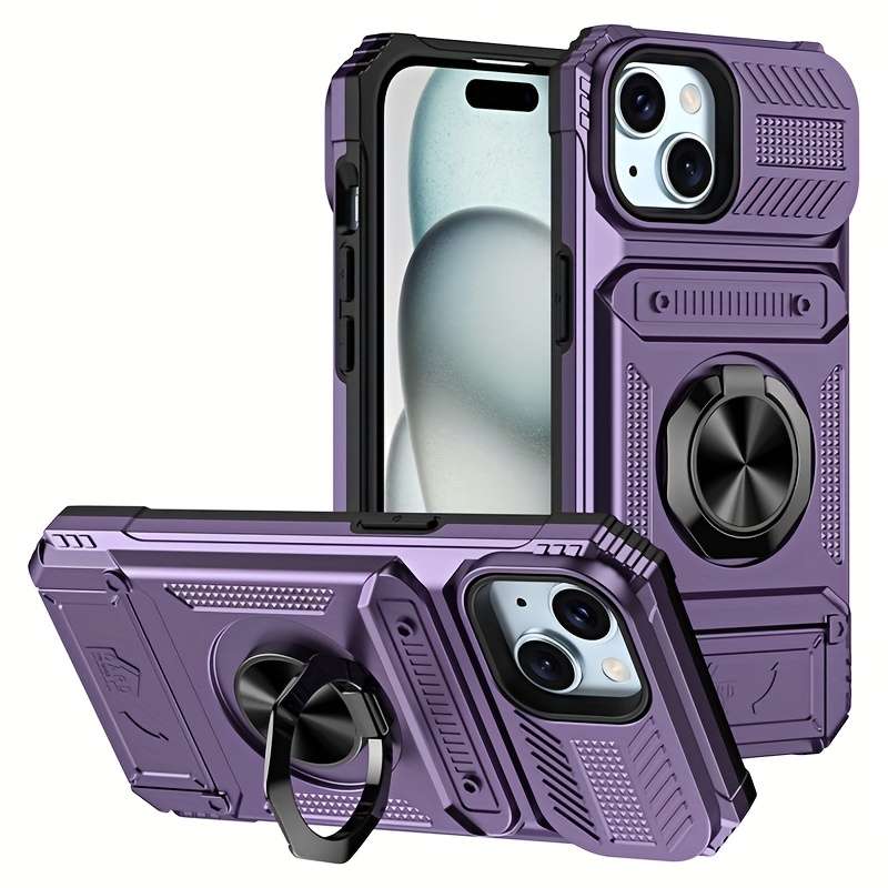 1Pc Purple For iPhone 13 Heavy Duty Shockproof Phone Case