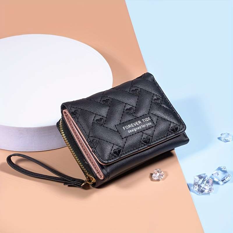1pc FOREVER TRADESMARK Womens Compact Trifold WalletStylish Synthetic Synthetic Leather Card Ho