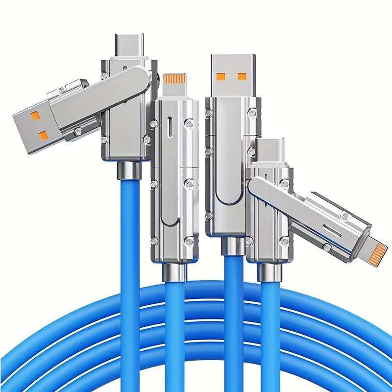1pc 100cm 4in1 Data Cable USB to Lightning Cable for iPhone 14 13 12 11 USB C to Type C Cable F