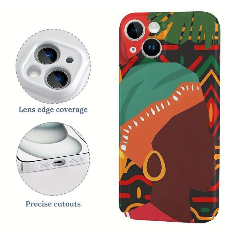 1Pc White For iPhone 15 Plus African Turban Women Phone Case