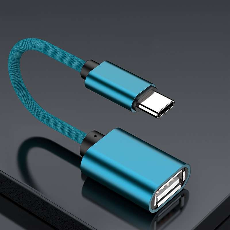 1pc Nylon Braided USB to Type-C Cable OTG Adapter for Data Transfer Power Output Input 0-5W