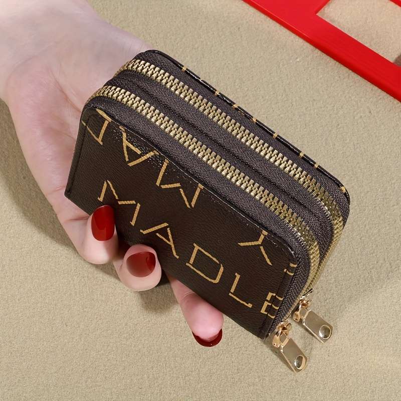 1pc Classic Large Capacity Wallet with Zipper Multi-Card Slots and Coin Pocket Durable Brown