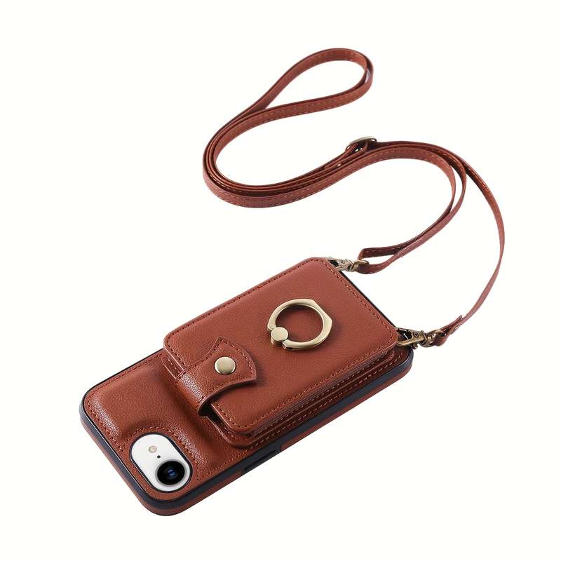 1Pc Brown For iPhone 16e Protective Case Wallet Phone Case