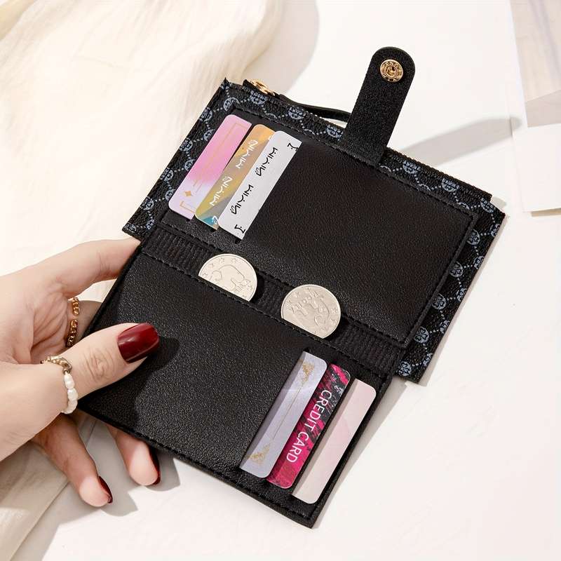 1pc Women's mini credit card wallet fashionable coin purse made of pu material can be carried wi