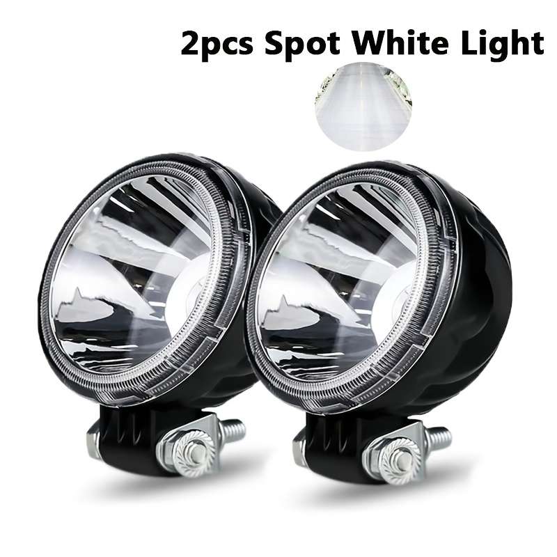 2pcs White 3-Inch LED Work Lights Spotlight for 4X4 Off-Road Motorcycles Cars Dune