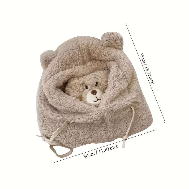 Winter Hat Color Bear Mask Cap  White