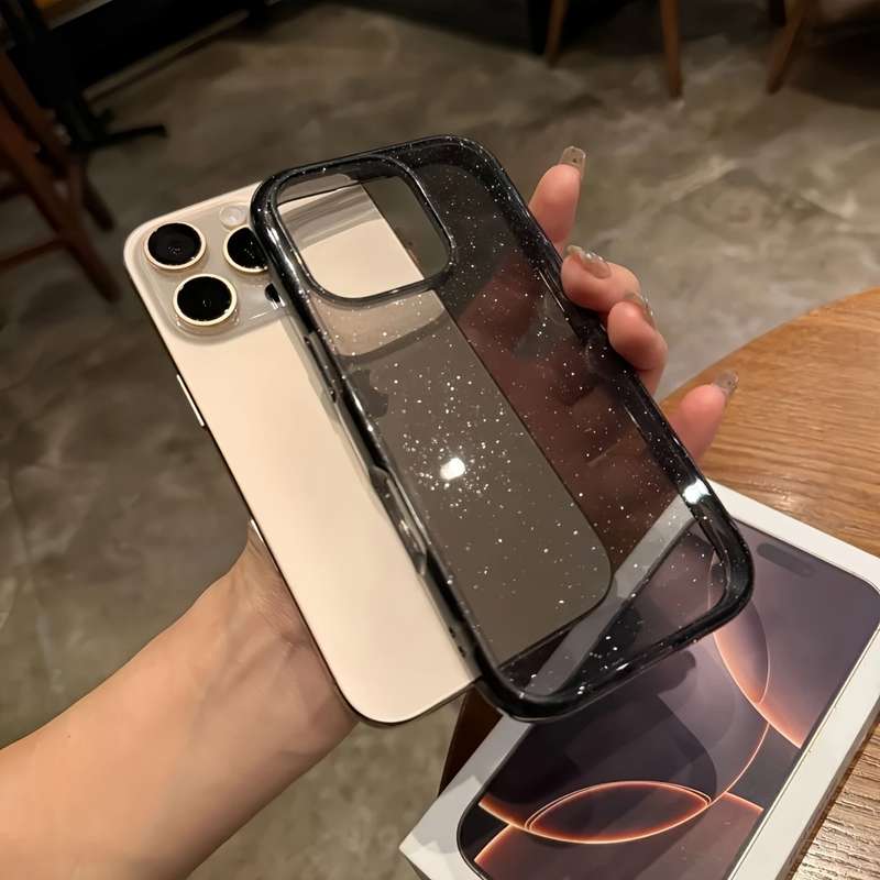 1Pc Transparent Black For iPhone 12 Pro Max Glitter Sequin Phone Case