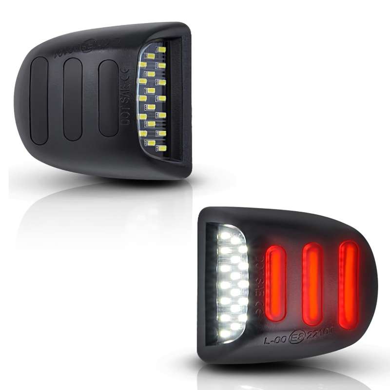 2pcs Red OLED Pure White LED License Plate Light Tag Lamp Assembly Replacement For Es