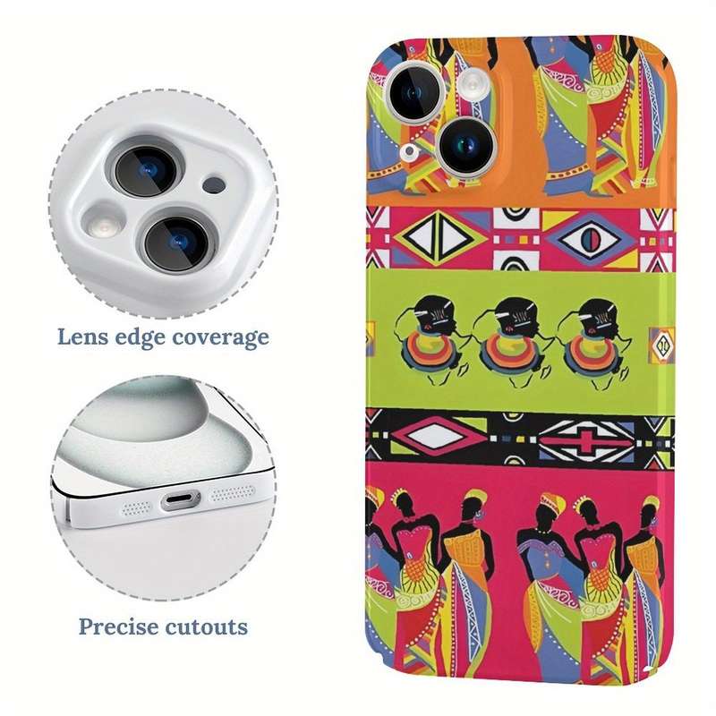 1Pc White For iPhone 15 Colorful African Princesses Phone Case