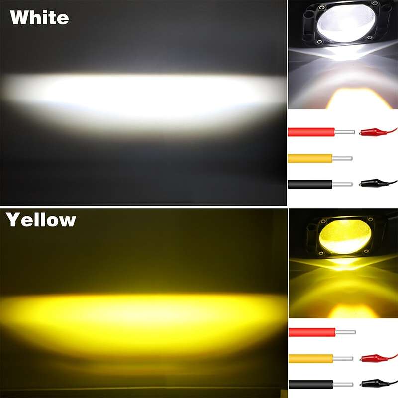 1pc White and Yellow 3-Inch 8D Lens LED Work Light High Brightness Embedded LED Work