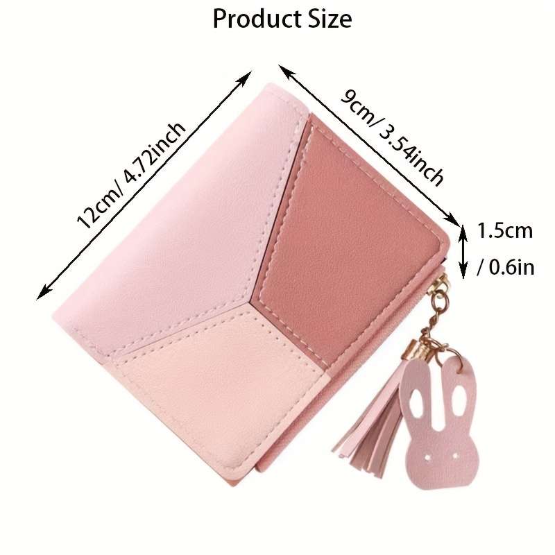 1pc Elegant Multi-Color Wallet with Rose Golden Zipper5 Card Slots 1 ID Window 1 Cash Compartm