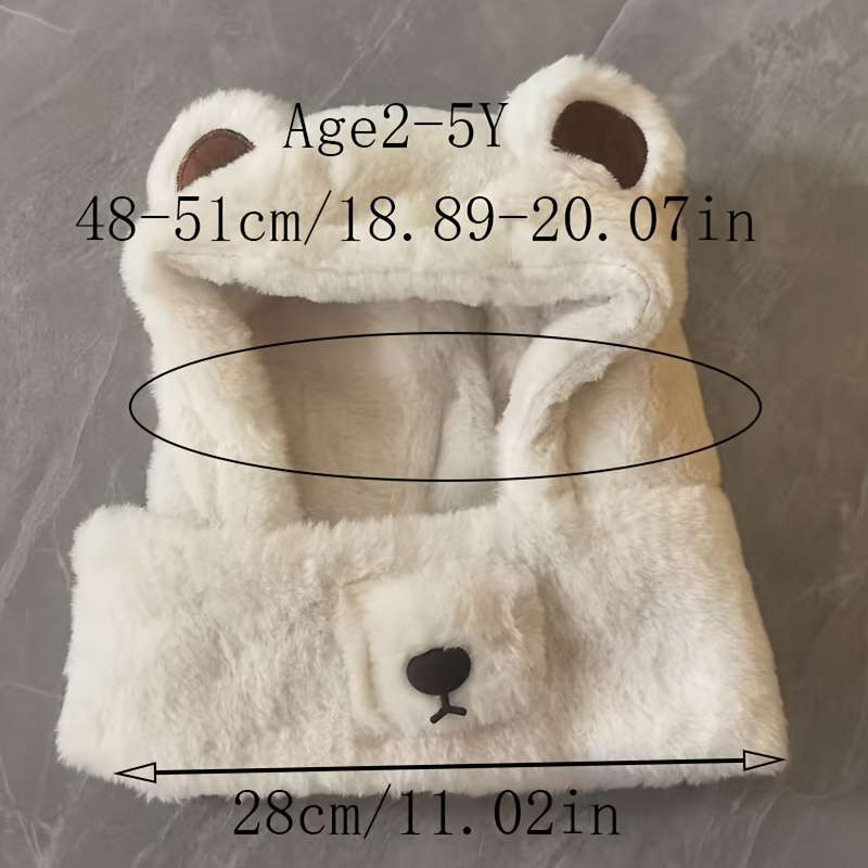 Winter Hat Color  Bear Plush One Piece    Beige