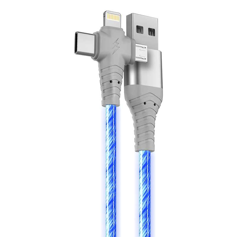 1pc 100cm Light Up USB for iPhone Fast Charging Cable LED Charging Cord USB A Flowing Cord 3I