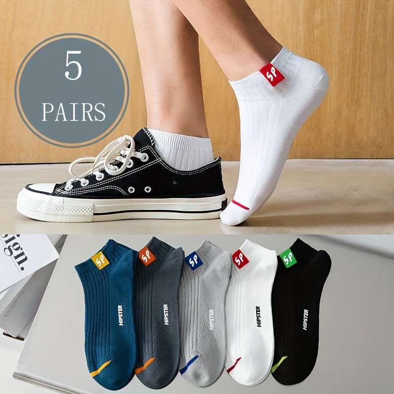 5 Pairs Of Mixed Colors One Size High Elastic Socks