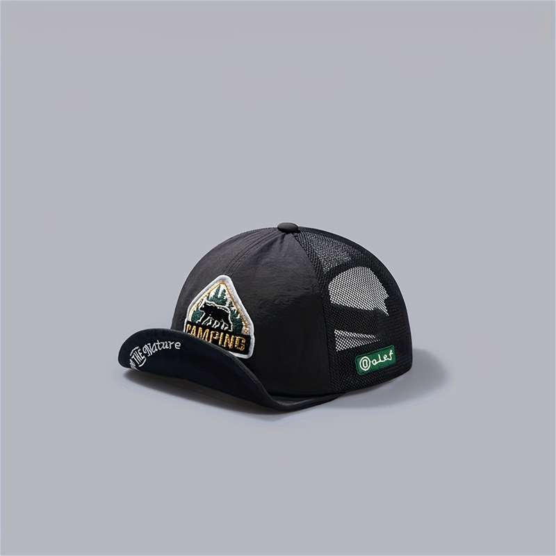 1pc Vintage American Baseball Cap Quick-Dry Mesh Breathable Flat Brim Trucker Hat with "JACQ