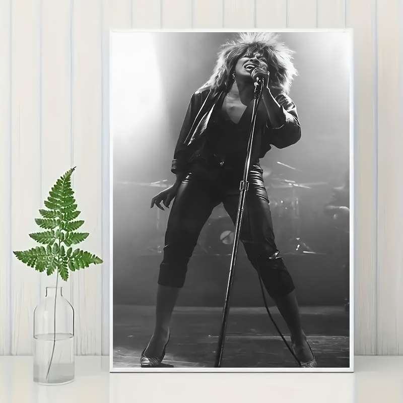 1pc  Tina Turner Concert Poster Unframed Vintage Black and White Canvas Wall Art Rock Retro M