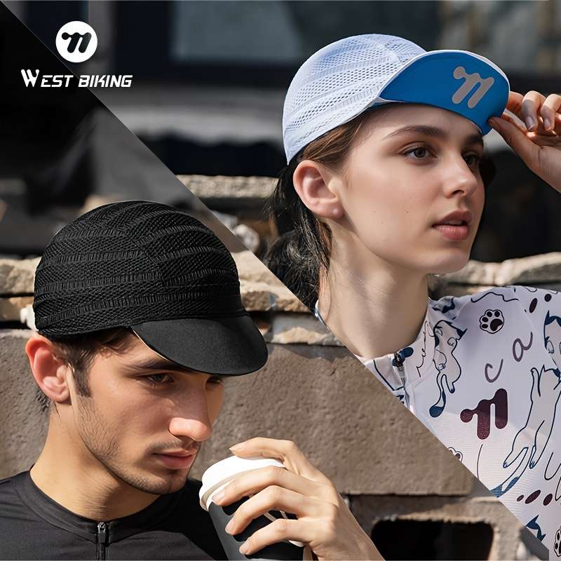 1pc WEST BIKING Quick-Dry Cycling Cap Breathable Mesh Back Lightweight Polyester Bike Hat for Men