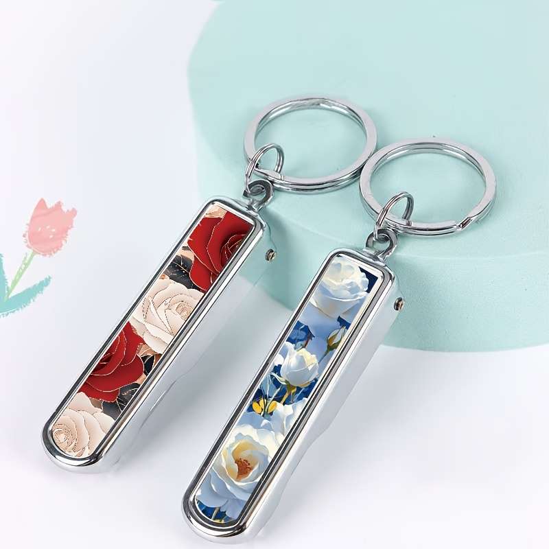 1pc Creative Multi-Functional Folding Nail Clippers Rose Theme Nail Clippers Couple Nail Scis