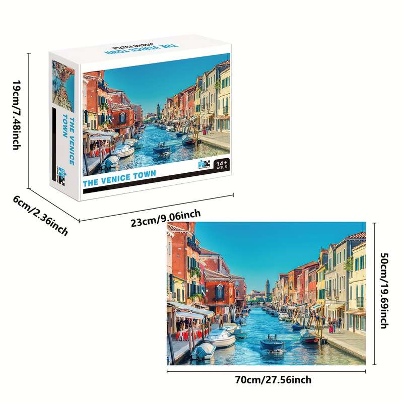 1000pcs Immersive Experience Venice Town Jigsaw Puzzle Thick Durable Seamless