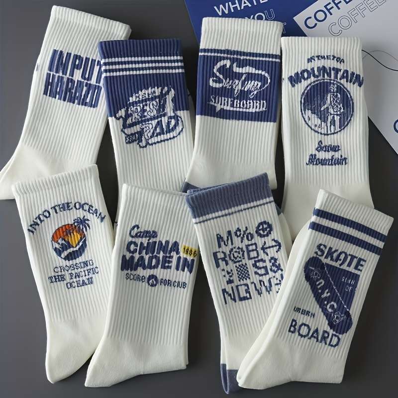 4 Pairs Mixed Colors One Size High Elastic Socks