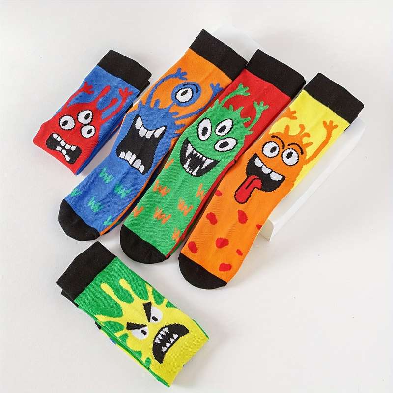 5 Pairs Random Colors One Size High Elastic Socks