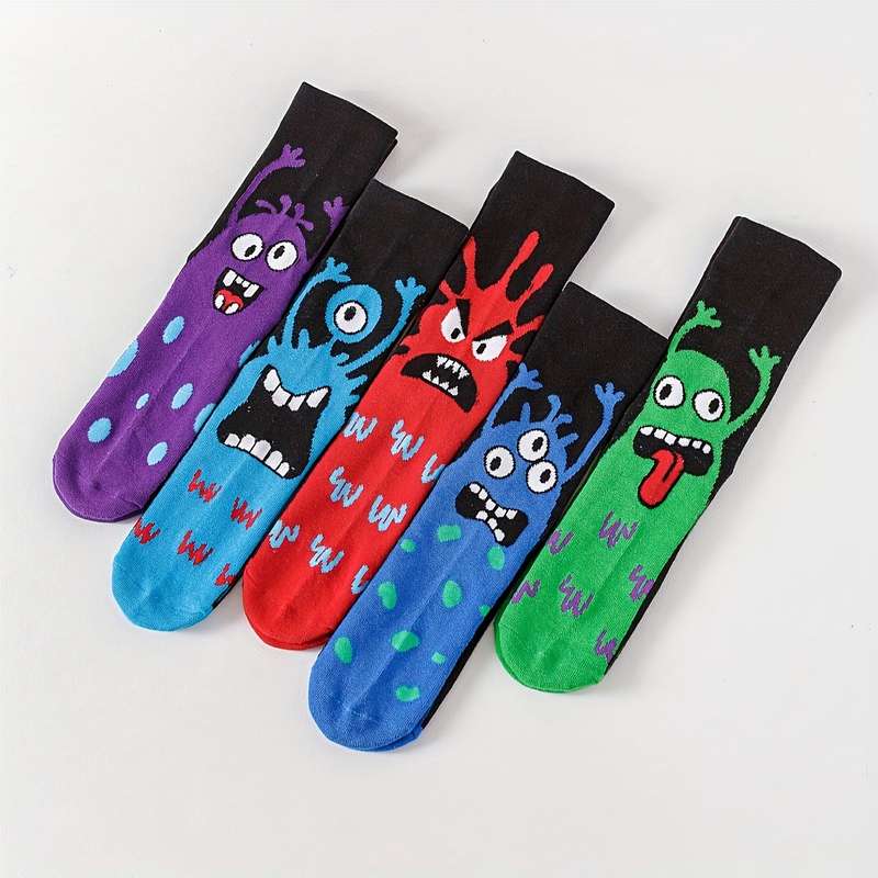 5 Pairs Random Colors One Size High Elastic Socks