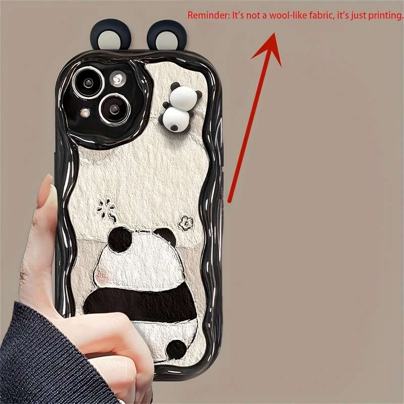 1Pc White For iPhone 11 3D Cartoon Panda Phone Case