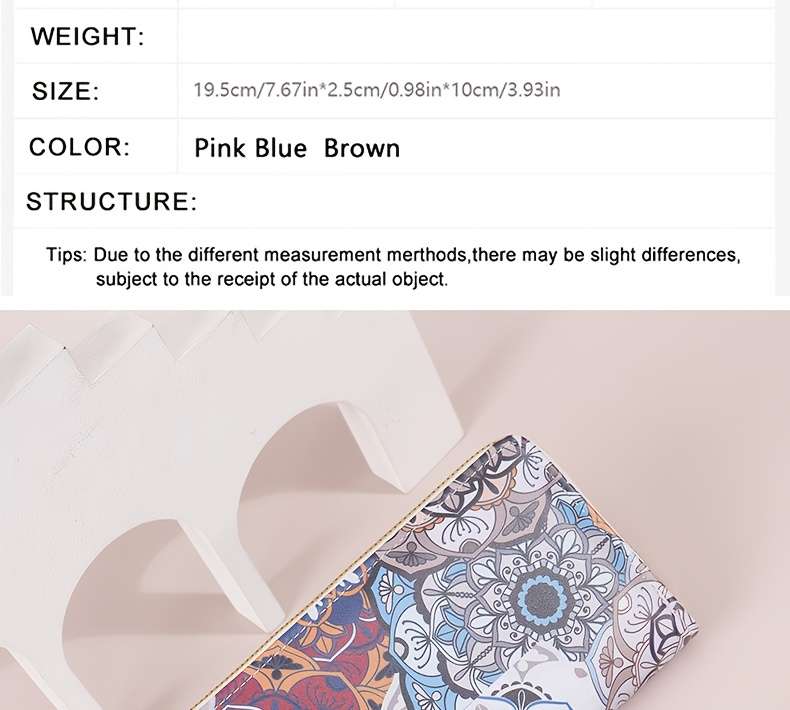 1pc Elegant Floral Pattern Long Wallet for WomenLarge Capacity Zipper Closure with Multiple Card