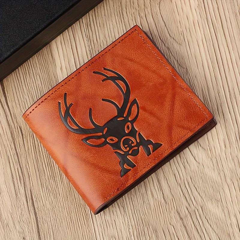 1pc Deer Head Men's Wallet Street Culture Fashion Retro Multi Card Slot Large Capacity Factory Dire